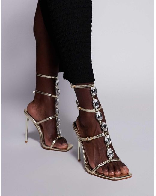SIMMI Metallic Simmi London Leamy Barely There Heeled Sandals With Buckle Details