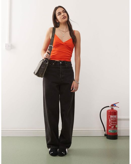 Weekday Orange V Neck Cami Top