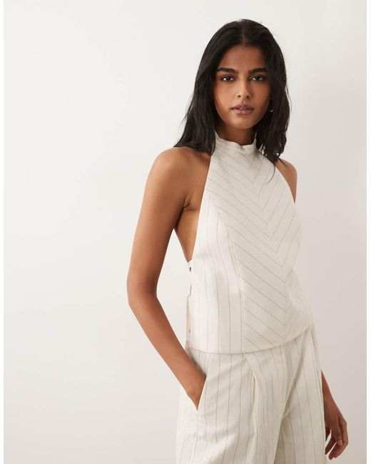 Mango White Argelia Halterneck Top Co-ord