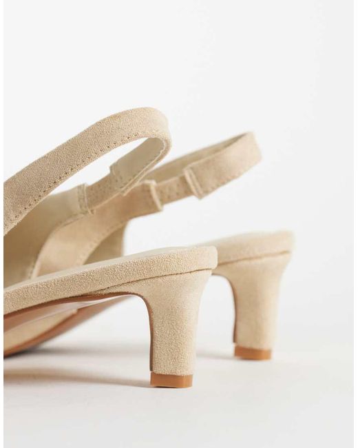 Glamorous White Slingback Kitten Heel Shoes