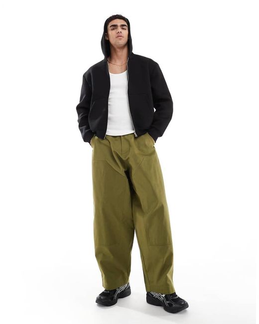 ASOS Oversized Baggy Broek Met Kniestukken in het Green voor heren