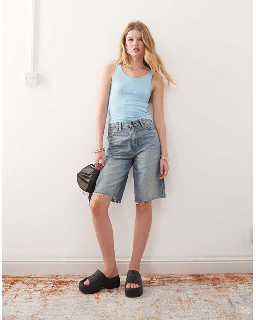 Noisy May Blue Vest Top With Diamante Detail