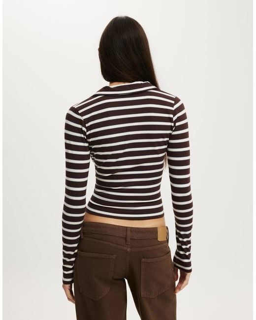Cotton On Gray Henley Long Sleeve Polo