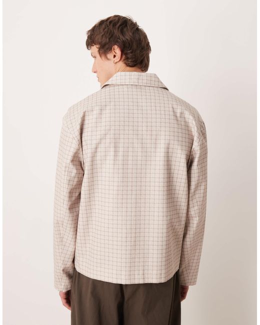 ASOS Natural Checked Cotton Jacket for men