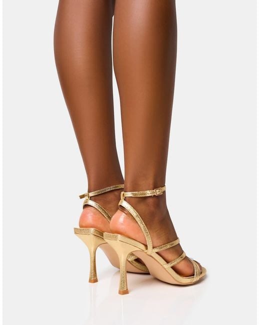 Public Desire Brown Free Spirit Wide Fit Strappy Mid Heels