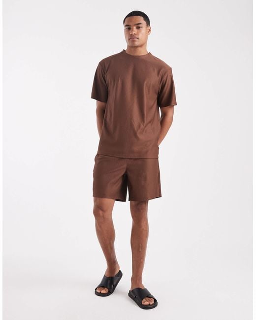 T-shirt oversize plissé d'ensemble - marron Only & Sons pour homme en coloris Brown