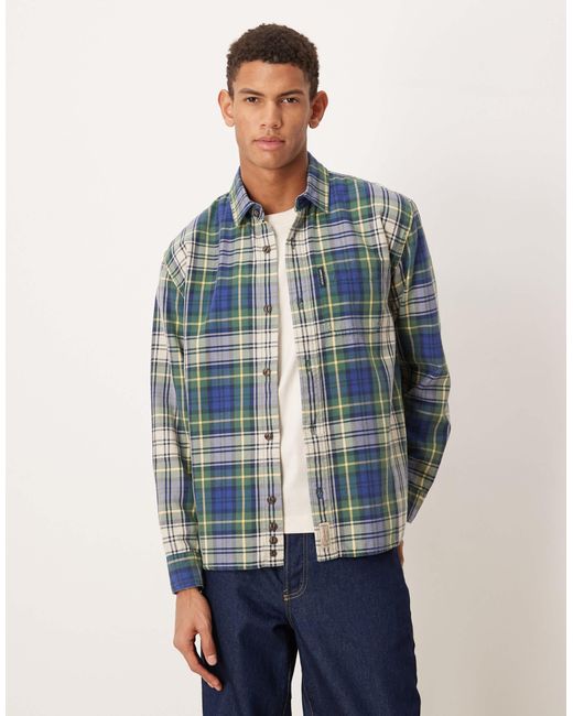 Chemise manches longues en flanelle à carreaux Abercrombie & Fitch pour homme en coloris Blue