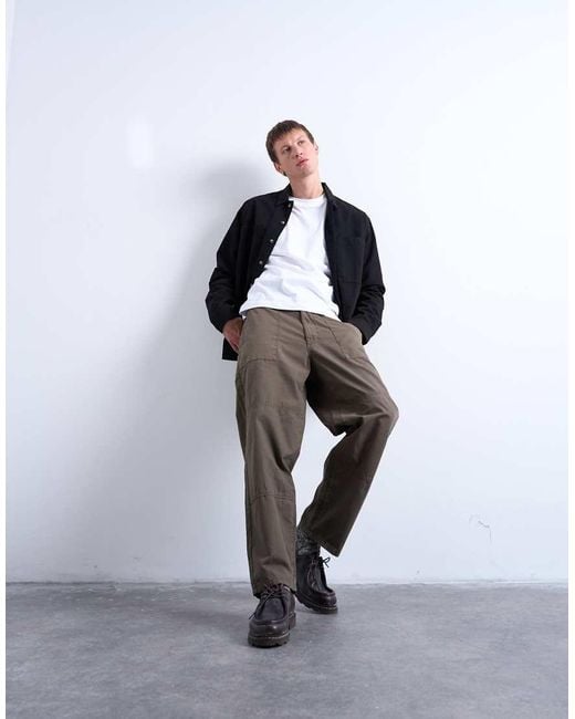 Topman White Ripstop Taper Leg Trouser With Seam Detail for men