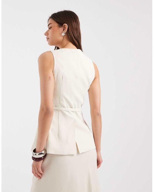 4th & Reckless White Longline V Neck Vest