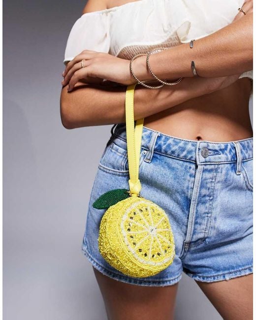 River Island Blue Beaded Lemon Bag