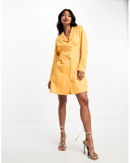 Y.A.S Yellow Exclusive Tailored Blazer Mini Dress With Corset Lace Up Side