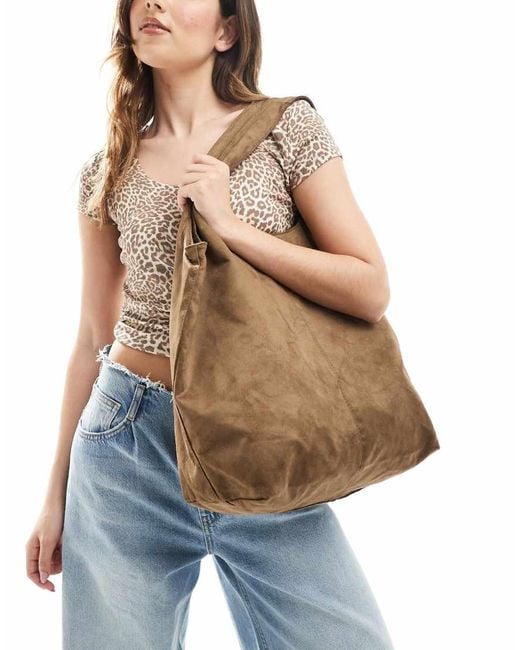 Pull&Bear Blue Faux Suede Tote Bag