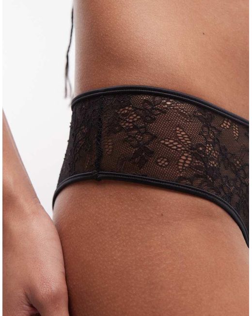 ASOS Brown Lana All Over Lace Low Rise Braziilian With Cut Out Detail