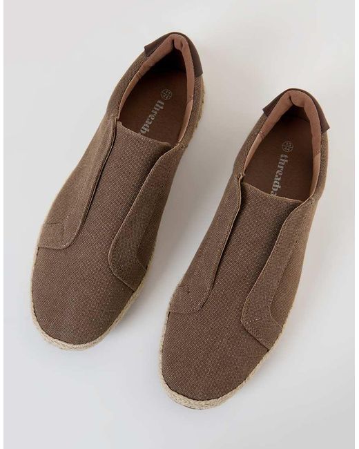 Threadbare Brown Cotton Canvas Slip On Espadrilles for men