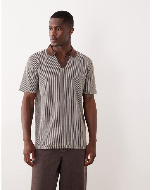 Brave Soul Brown Short Sleeve Polo Top for men