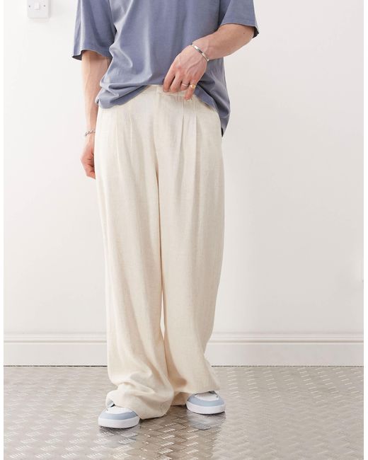 Collusion – elegante hose aus webstoff und leinen in Blue für Herren