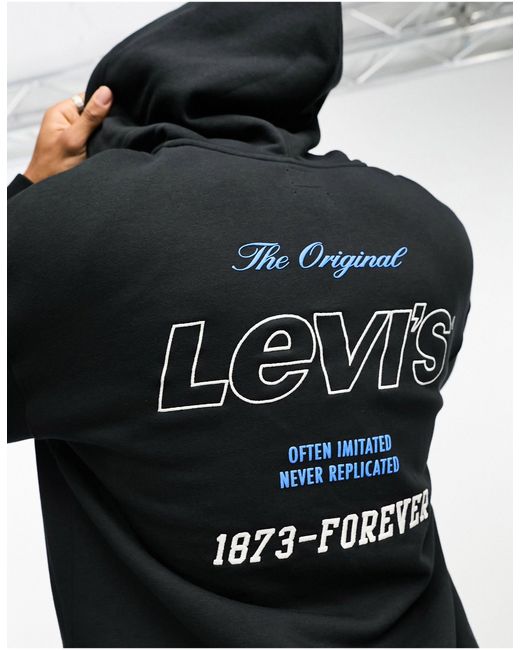 Levi's Blue Hoodie With Backprint Logo for men