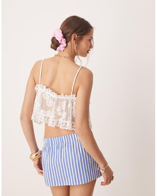Miss Selfridge Babydoll-Top Van Premium Kant in het White