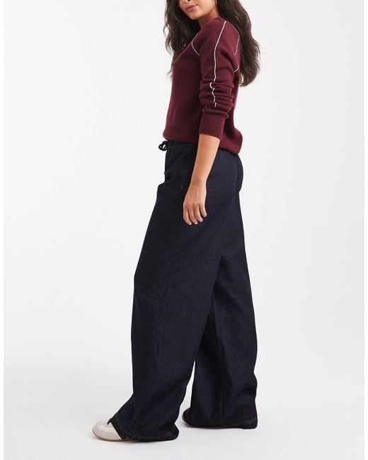 ASOS Blue jogger Style Pull On Wide Leg Jean