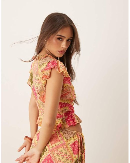 Nobody's Child Orange Marigold Ruffle Detail Top Co-ord