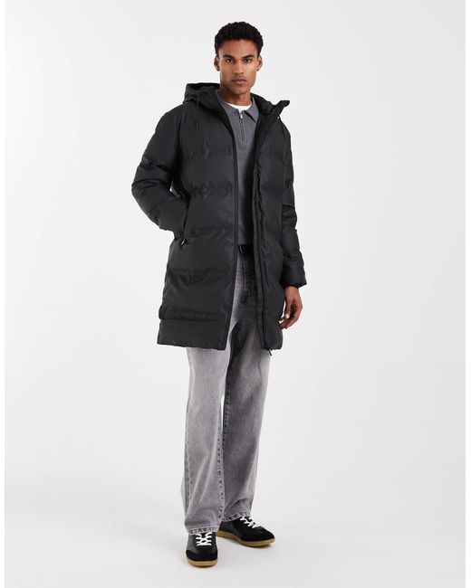 Only & Sons Black Longline Puffer Jacket for men