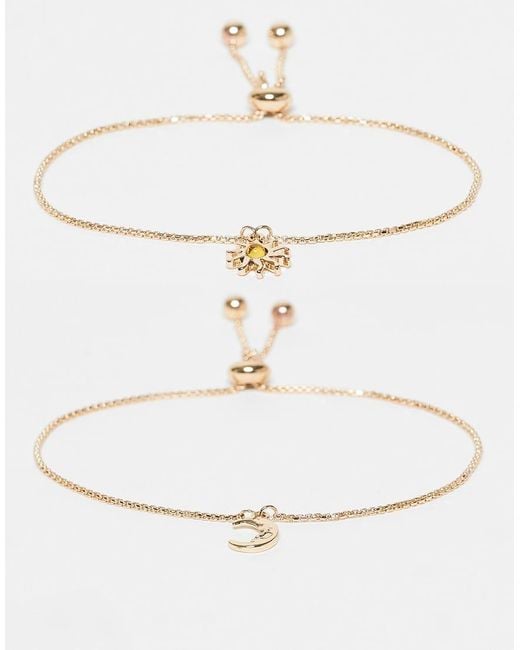 ASOS Set Van 2 Armbanden Met Zon- En Maanhangers in het White