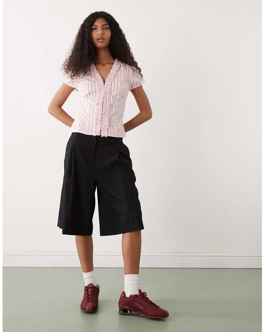 Collusion Pink Frill Detail Short Sleeve Blouse