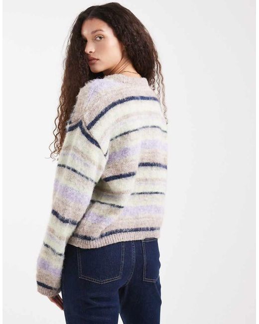 ASOS Gray Brushed Multi Stripe Jumper