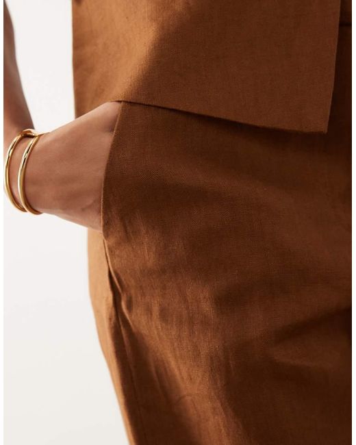 Mango Brown Boreli 100% Linen Straight Leg Trouser Co-ord