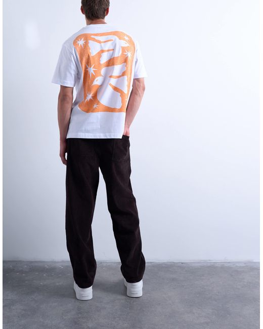 Topman White Cord Taper Leg Pants for men