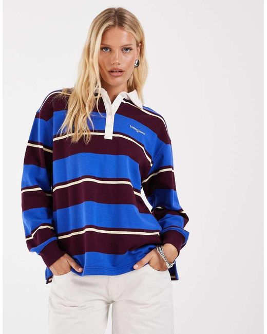 Tommy Hilfiger Blue Script Logo Relaxed Fit Rugby Shirt