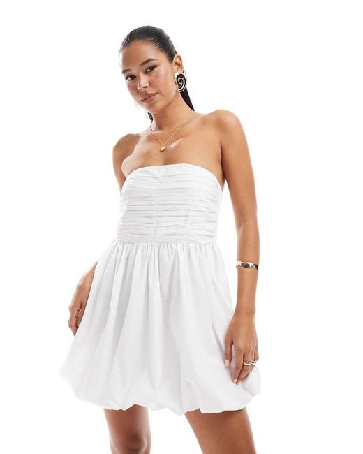 Vero Moda Mini Bandeau-Jurk Met Pofzoom in het White