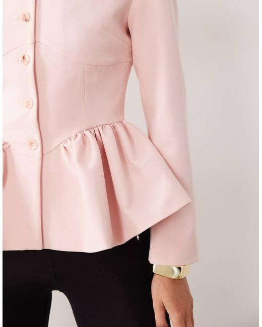 Miss Selfridge Pink Corset Peplum Blazer