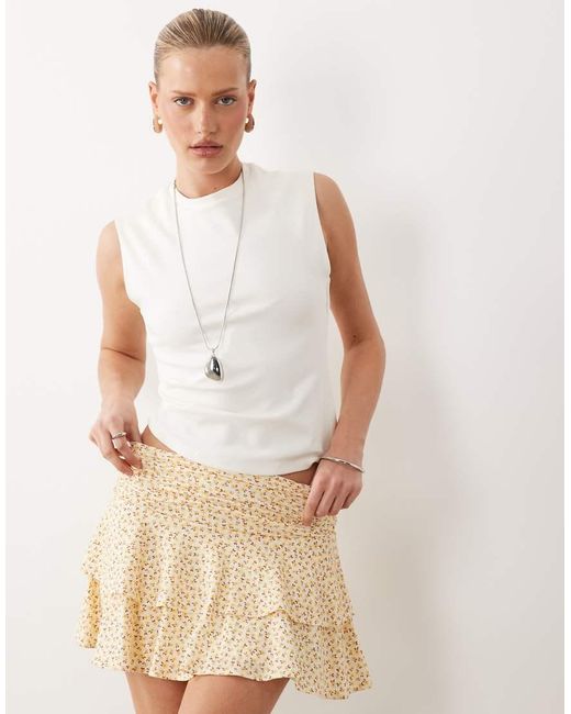 Gina Tricot Natural Mini Frill Skirt