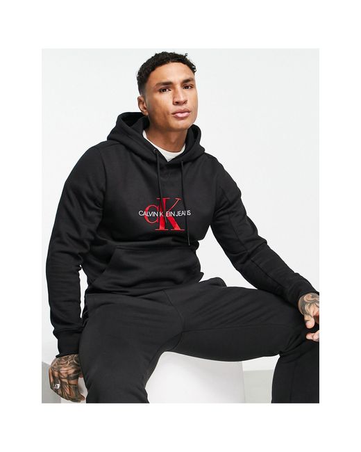 Sudadera negra con capucha y logo Calvin Klein de Denim de color Negro para  hombre | Lyst