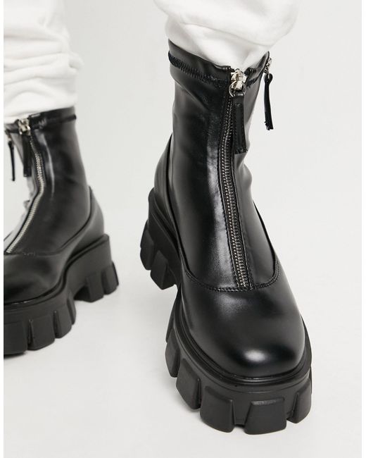Public Desire Black Reform Chunky Sock Boots