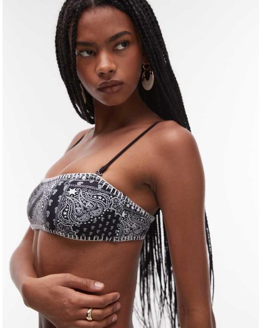 It's Now Cool Black Bandana Print Bikini Top