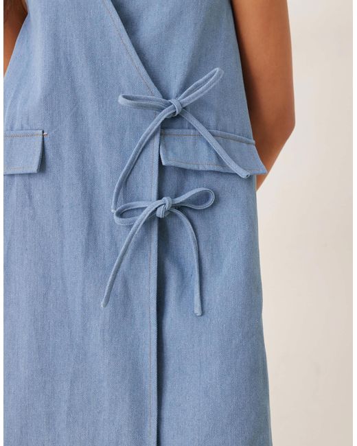 Beckett - robe portefeuille courte en denim Ghospell en coloris Blue