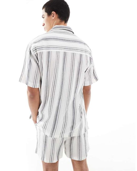 Camicia Bianca A Righe Nere Con Rever di Goldsboro in White da Uomo