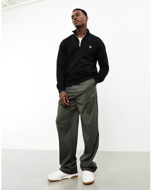 Paul Smith Black Zebra Logo Half Zip Sweatshirt for men