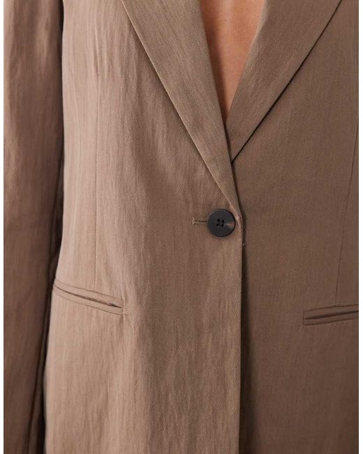 Vila Brown Tailored Single Button Blazer Co-ord