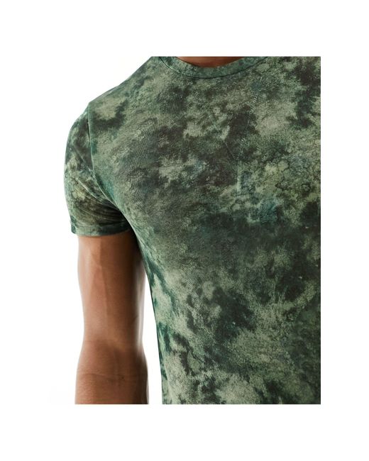 ASOS Green Muscle Fit Mesh T-shirt With Print for men