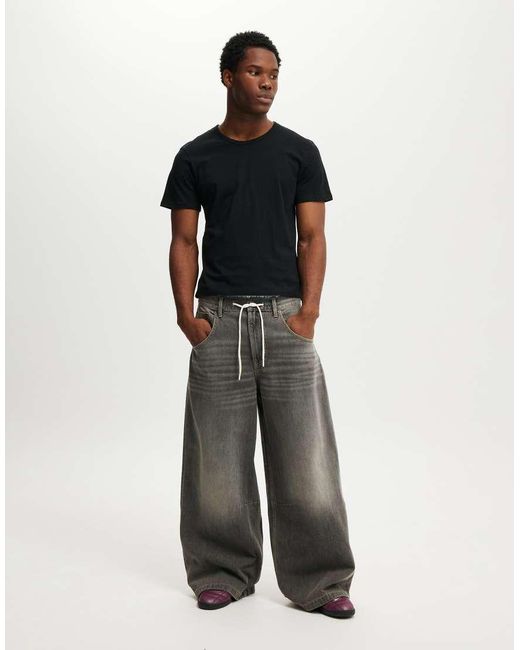 Cotton On Gray Y2K Super Wide Jean for men