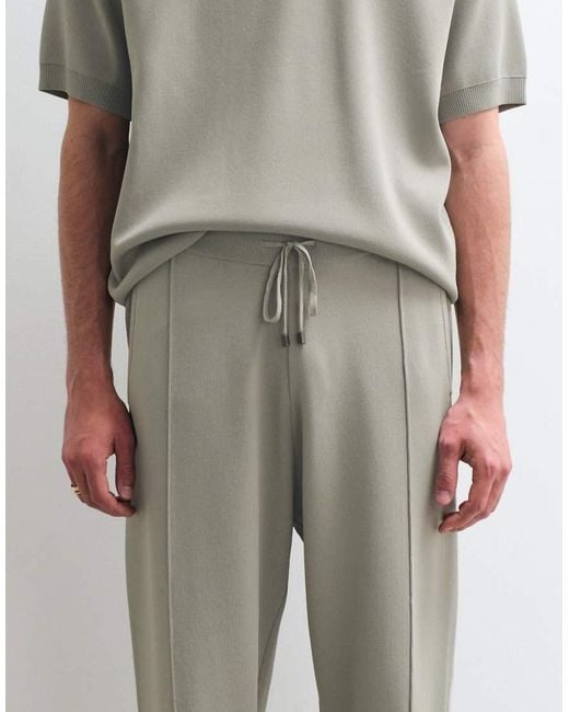 ASOS COLLECTIVE White Compact Knit Loose Fit Sweatpants for men
