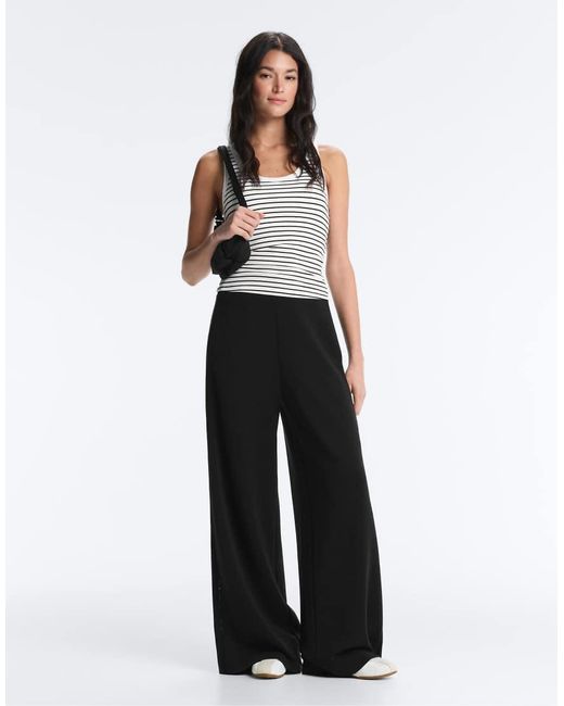 Oysho White Long Rib Round Neck Modal Tank Top