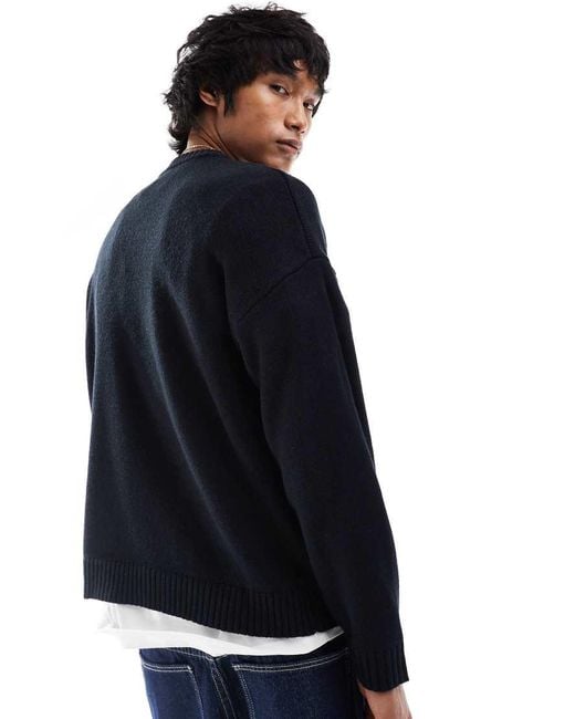 Kickers Black Unisex Classic Knitted Jumper With Jacquard Logo Detail
