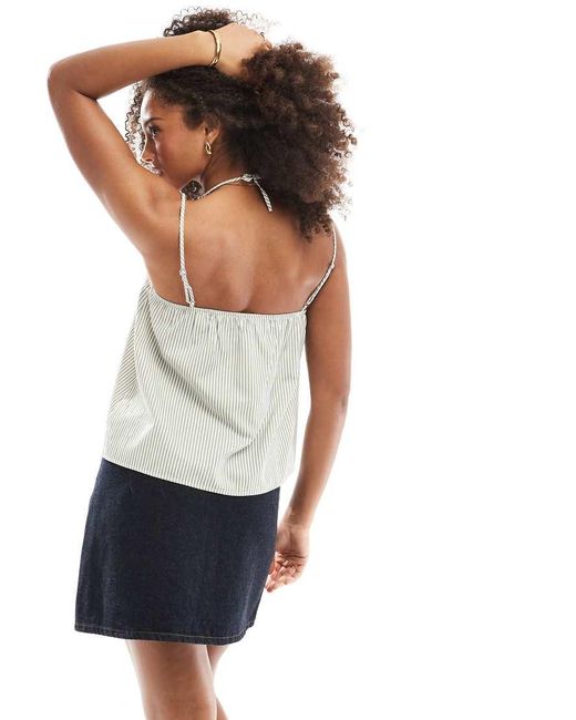 ASOS Volumineuze Gestreepte Cami Met Strikdetail in het White