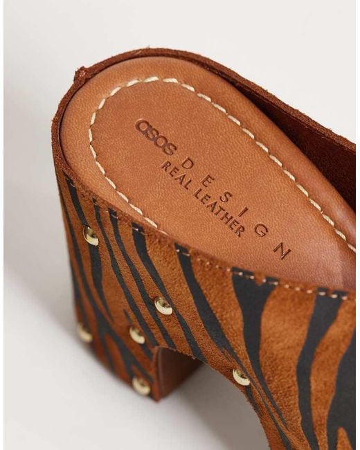 ASOS Brown Hadley Premium Heeled Mule Clogs
