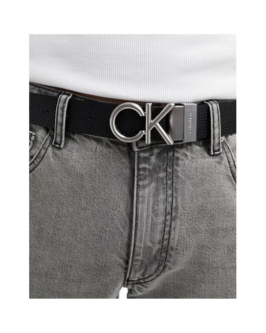 Cintura nera/marrone da 35 mm con "ck" di Calvin Klein in Gray da Uomo