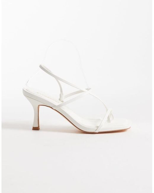 Glamorous White Barely There Heeled Sandals With